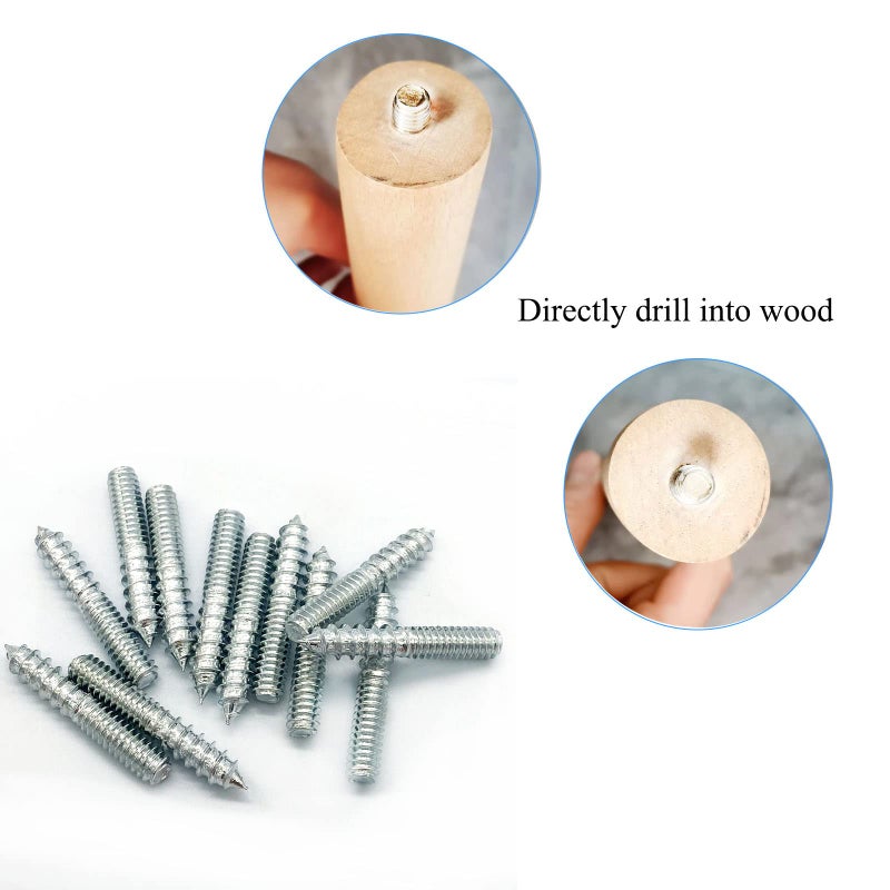Yoliko 12 Pack 1/4-20 x 1-1/2 Inch Silver Hanger Bolts 1/4-20"" Double Headed Bolts 1/4 Wood Dowel Screw Self-Tapping Screw Hanger Bolts for Furniture Screws Double Screw Threaded Rods Bolt 37mm length - Image 5